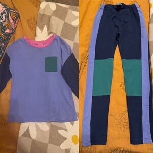 Hanna Andersson Navy, Lavender and Pink Long Sleeve Tee and pants set